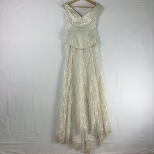 Sandra Mansour Cream Lace Maxi Dress